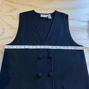 Preview Collection 100% Merino Wool Dress Buttons Pockets Vneck Sz M Black